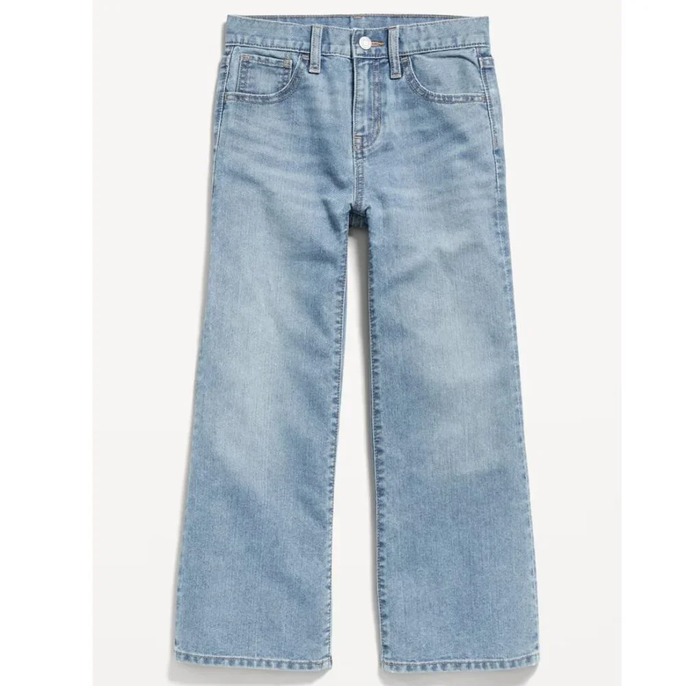✨ Old‎ Navy Girls High-Waisted Baggy Wide-Leg Jeans - Light Wash ✨